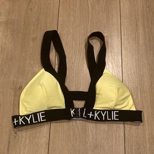 Kendall & Kylie Yellow and Black Bikini Top